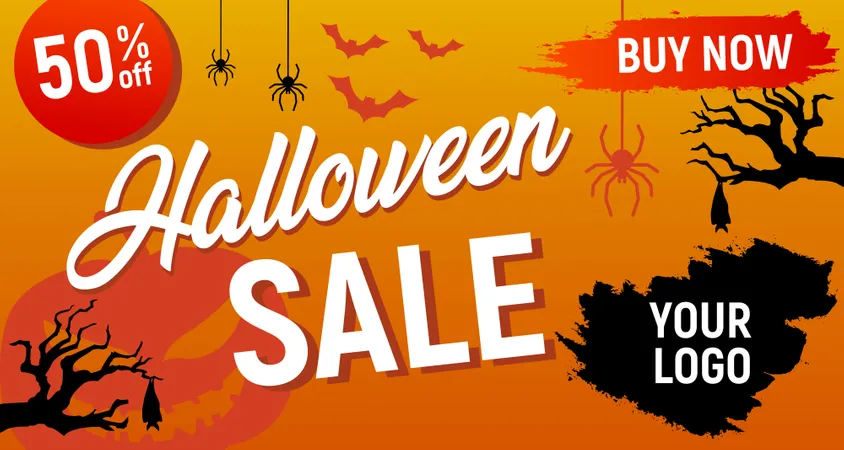 Banner de oferta de Halloween  Ilustração