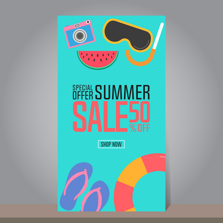 Banner de venta de verano  Ilustración