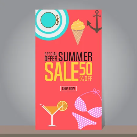 Banner de venta de verano  Ilustración