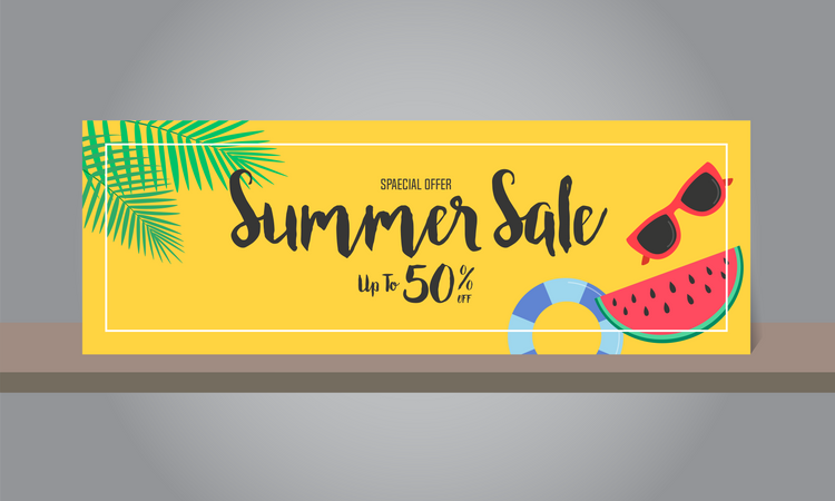 Banner de rebajas de verano  Ilustración