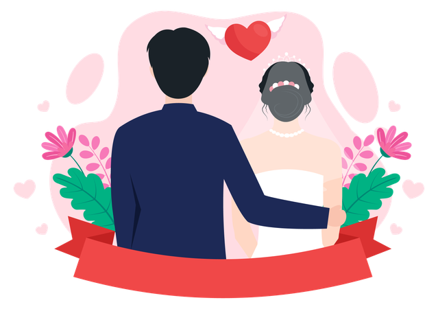 Bandera del día mundial del matrimonio  Ilustración