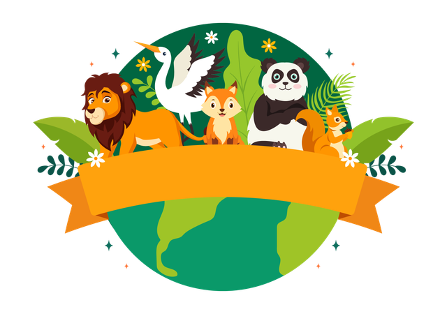 Banner do Dia Mundial da Biodiversidade  Ilustração