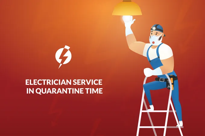 Banner Electrician Service in Quarantine Time  Illustration