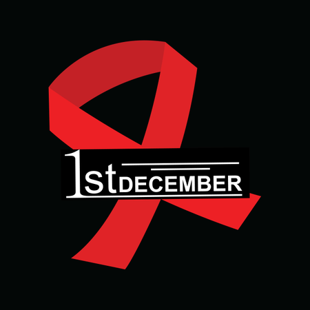 Bannière Avec Ruban Rouge. Affiche avec symbole pour la Journée mondiale du sida, 1er décembre. Modèle de conception, illustration vectorielle.  Illustration