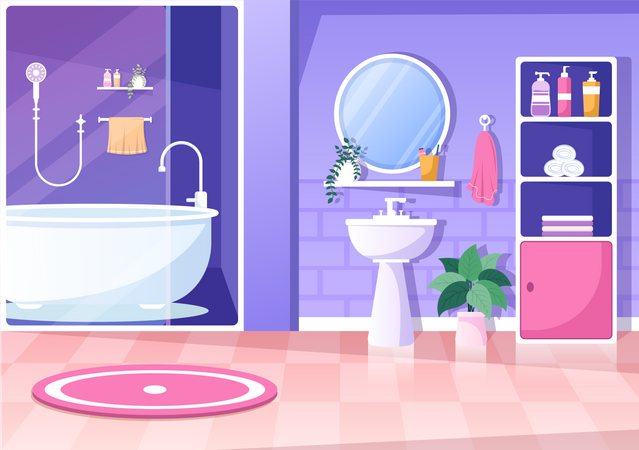 Interior del baño  Ilustración