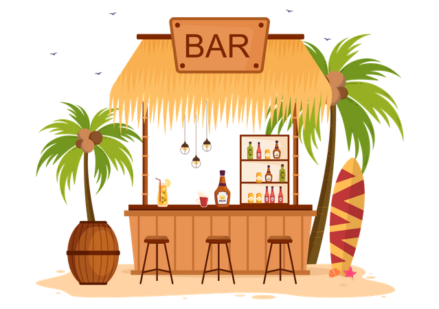 Bar à bière de plage  Illustration