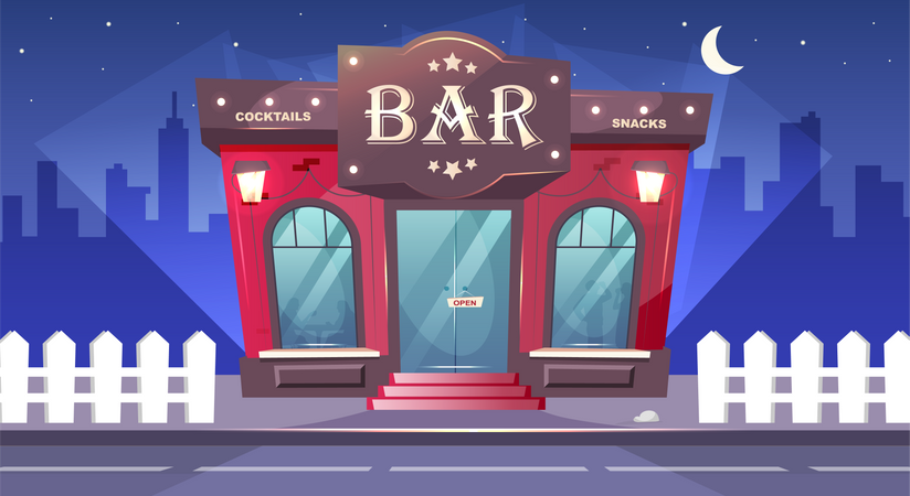 Bar am Abend  Illustration