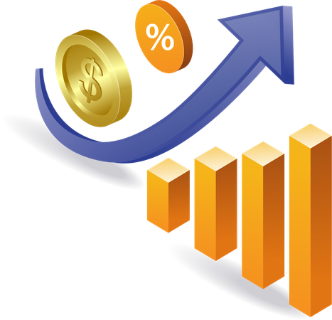 Bar chart of business growth analysis results  Illustration