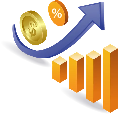 Bar chart of business growth analysis results  Illustration