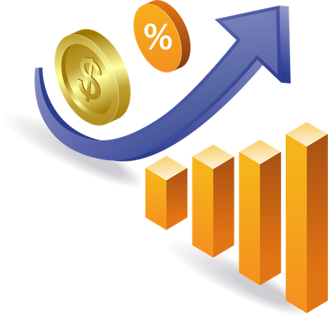 Bar chart of business growth analysis results  Illustration
