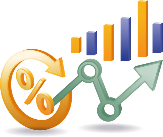 Bar chart of business organization growth percentage  Illustration