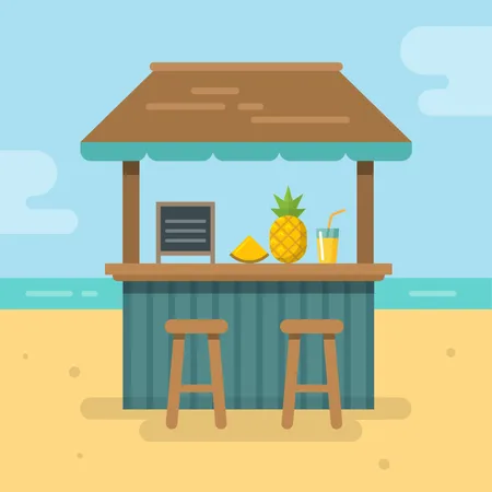 Bar de plage sur la plage  Illustration