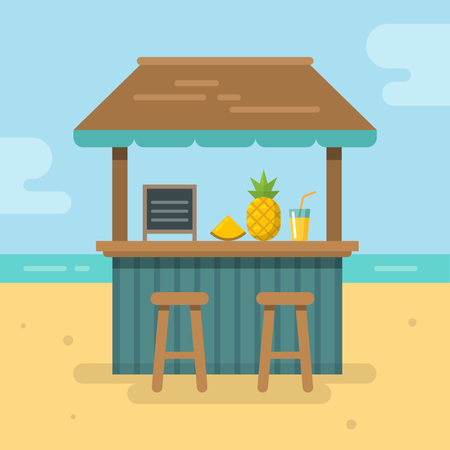 Bar de praia na praia  Ilustração
