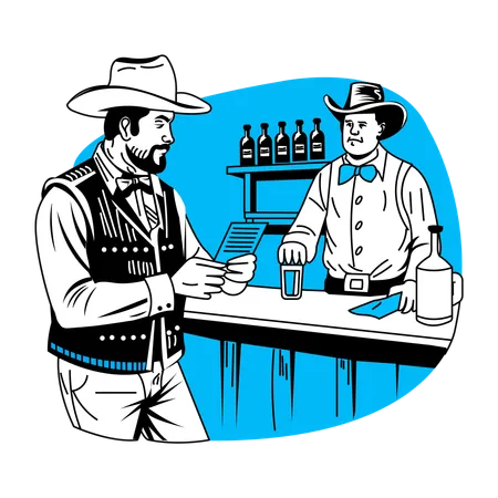 Bar de vaqueros  Ilustración