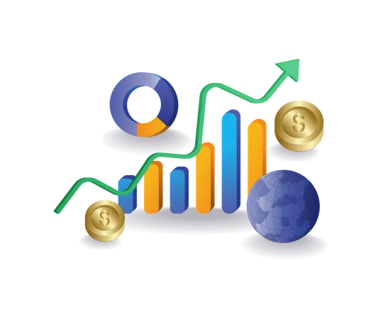 Bar diagram of business development analysis  Illustration