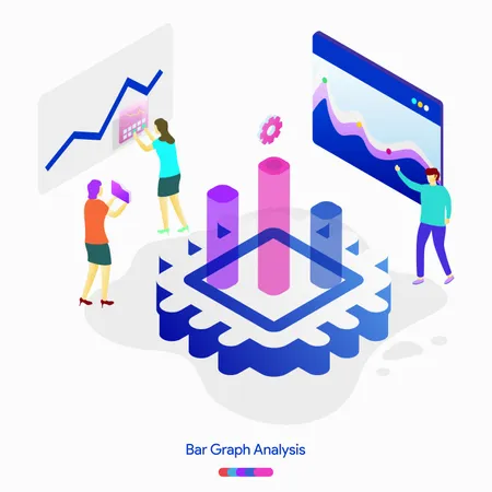 Bar Graph Analysis illustration concept Illustration