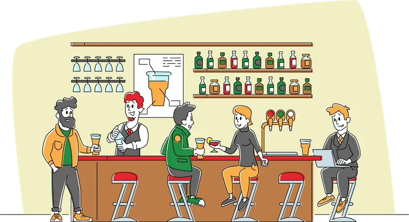 Loisirs au bar  Illustration