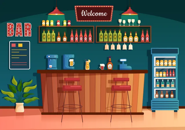 Bar-restaurant de nuit  Illustration