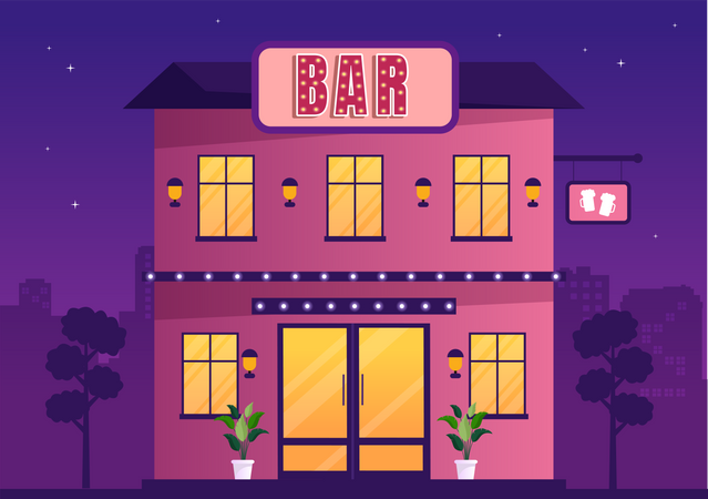 Bar-restaurant de nuit  Illustration