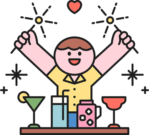 Barman servant une boisson  Illustration