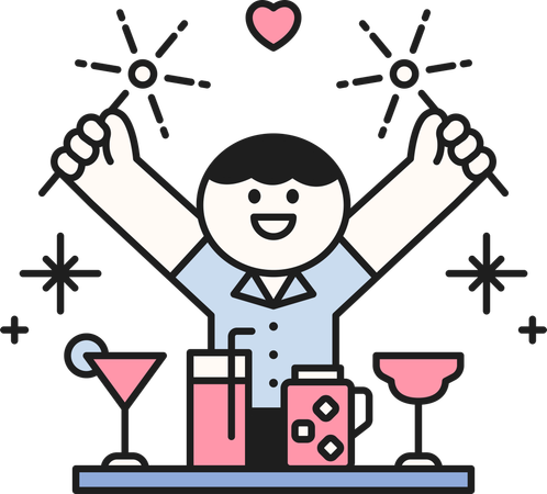 Bar tender serving drink  Illustration