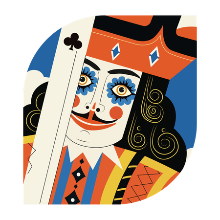 Cara de rey, personaje, póquer, casino, baraja  Illustration