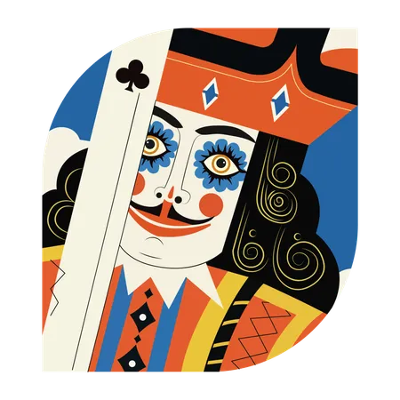 Cara de rey, personaje, póquer, casino, baraja  Illustration