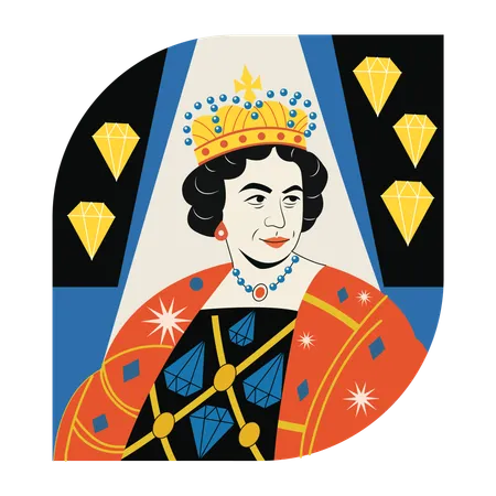 Reina majestuosa, personaje, póquer, casino, baraja  Illustration