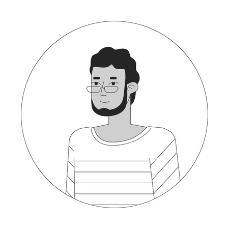 Hombre de gafas de barba de pie  Ilustración