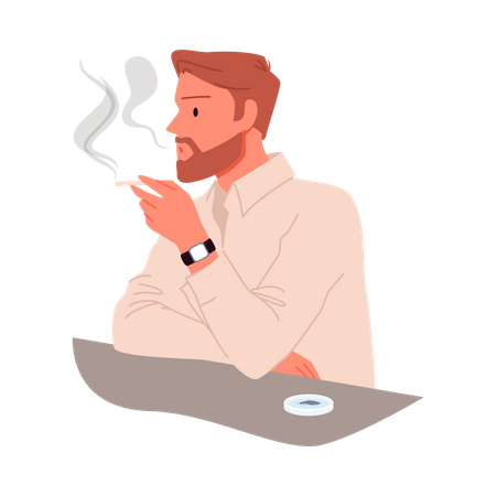 Homme barbu qui fume  Illustration