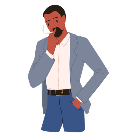 Homme barbu qui fume  Illustration