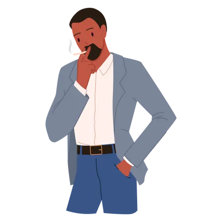 Homme barbu qui fume  Illustration