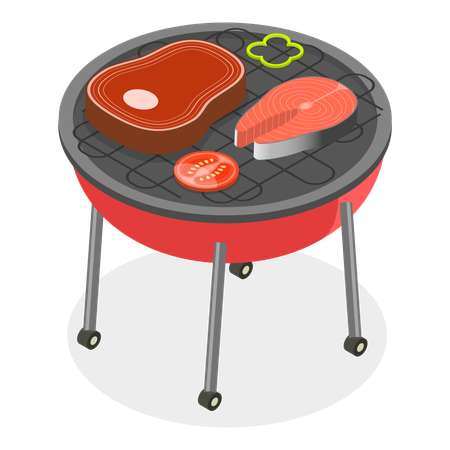 Barbeque grill cooking  Illustration