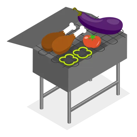 Barbeque grill cooking  Illustration