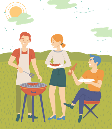 Barbeque party with friends  Illustration