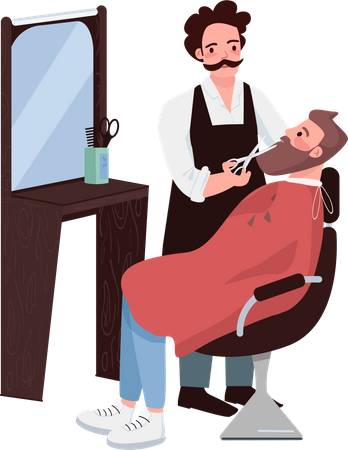 Barber and bearded man  Illustration