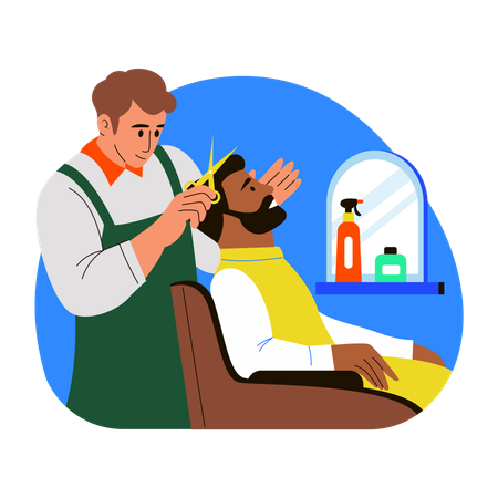 Barber cutting hair of man  Illustration