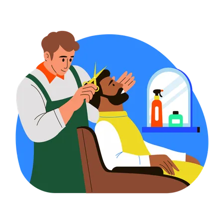 Barber cutting hair of man  Illustration
