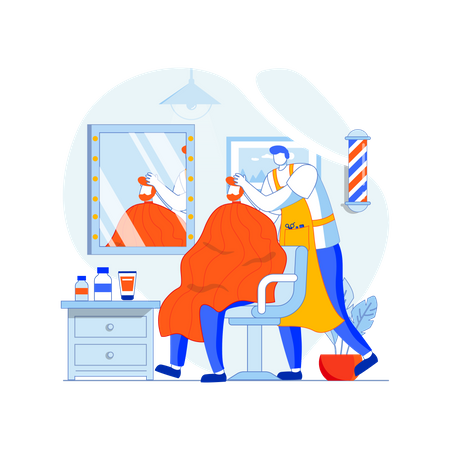 Barber giving head massage  Illustration