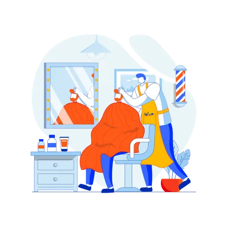 Barber giving head massage  Illustration