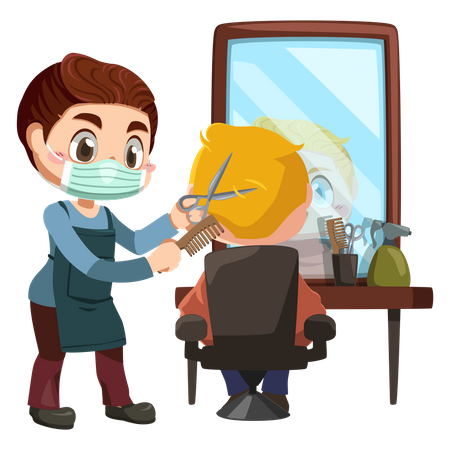 Barber making haircut to client  Illustration