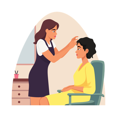 Barber setting hair in saloon  Illustration
