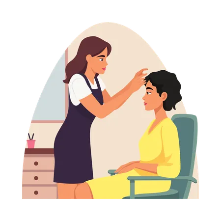 Barber setting hair in saloon  Illustration