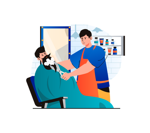 Barber shaping beard of the client Illustration