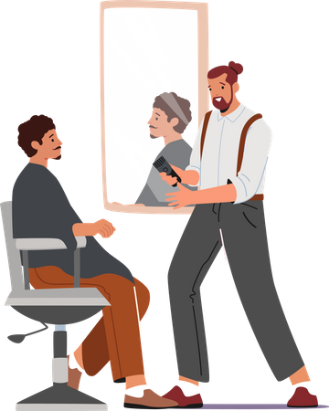 Barber shaping beard of the client Illustration