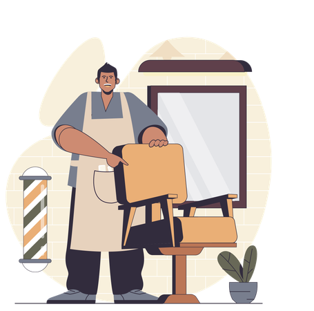 Barber waiting for customer  Illustration