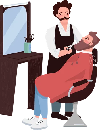 Barbero y hombre barbudo  Ilustración