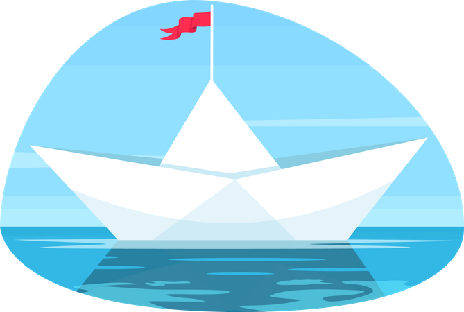 Barco de papel com bandeira  Ilustração