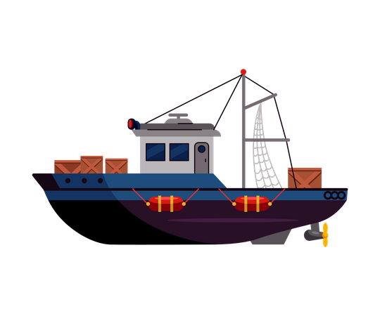 Barco de pesca  Ilustración