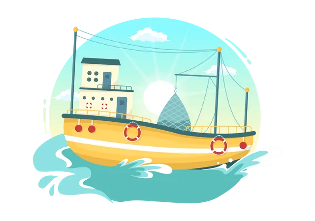 Barco flotante  Ilustración
